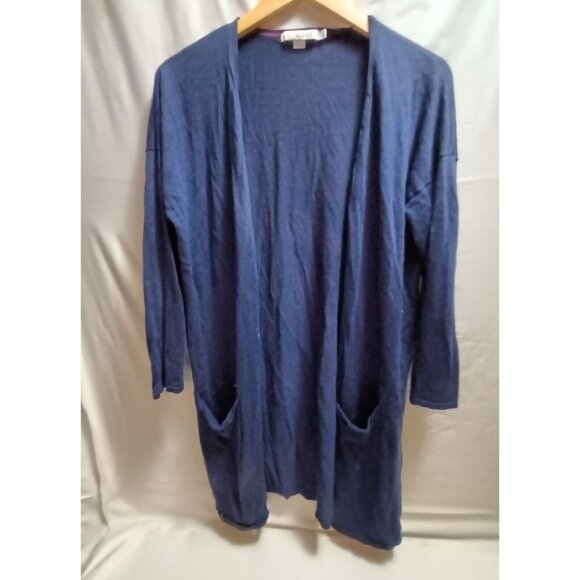 Boden Womens Open Front Cardigan Sweater 14 Blue 3/4 Sleeve Pockets Lightweight - Picture 1 of 8